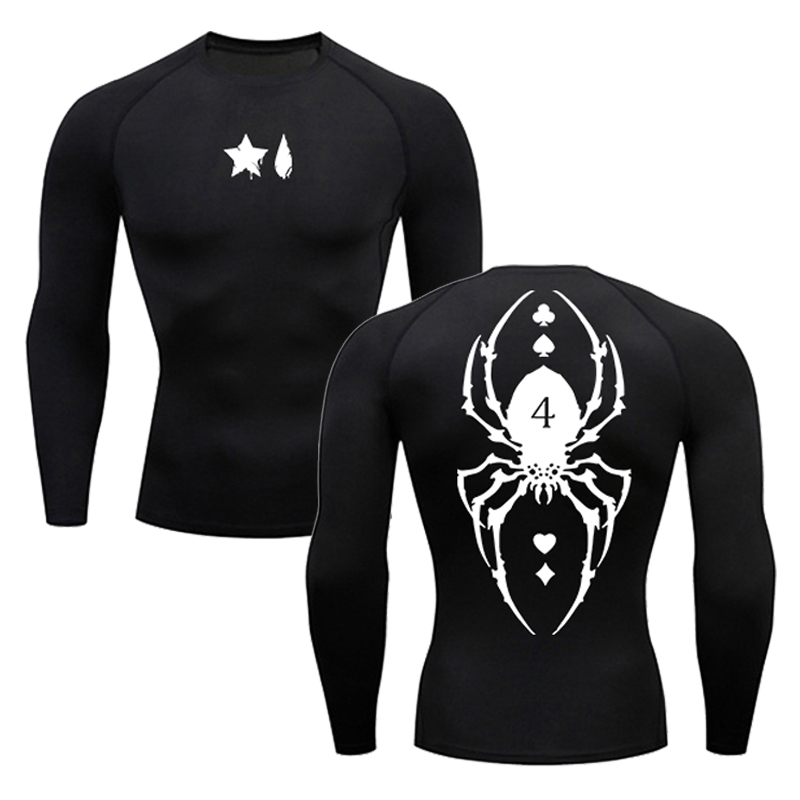 T Shirt Dry Fit - Erkekler için örümcek baskı sıkıştırma gömlek