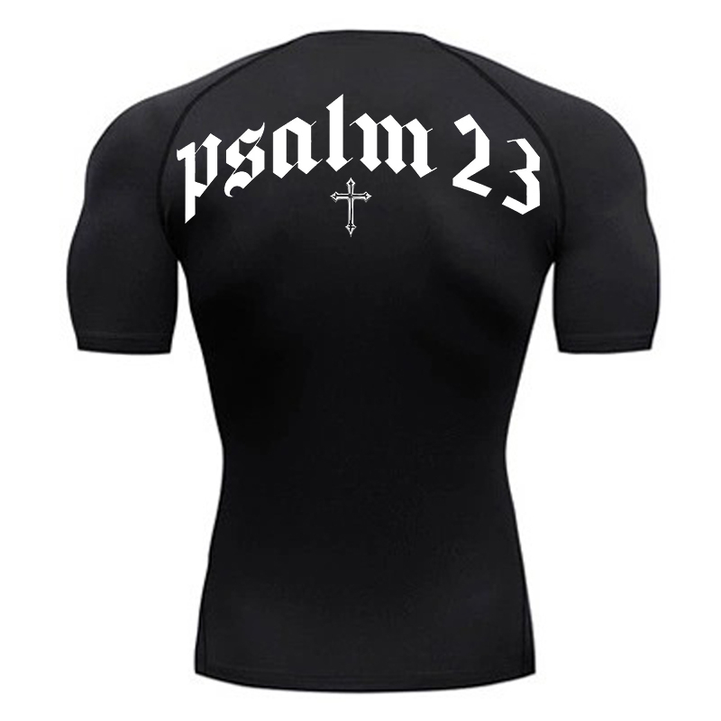 T Shirt Dry Fit - Psalm 23 çapraz baskı sıkıştırma gömlek