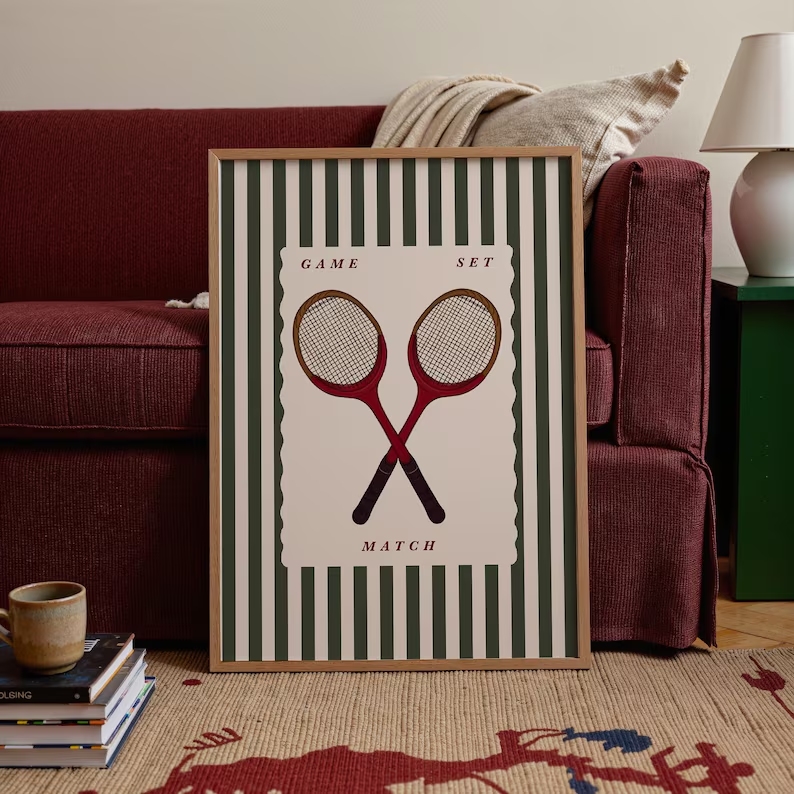 Retro tenis raketi duvar sanat - Badminton Poster incelemesi ve fiyatı